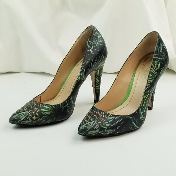 Zara Woman Size 37 (US 7-7.5) Pineapple Floral Slip On Pointed Toe Women's Pumps - Picture 7 of 12